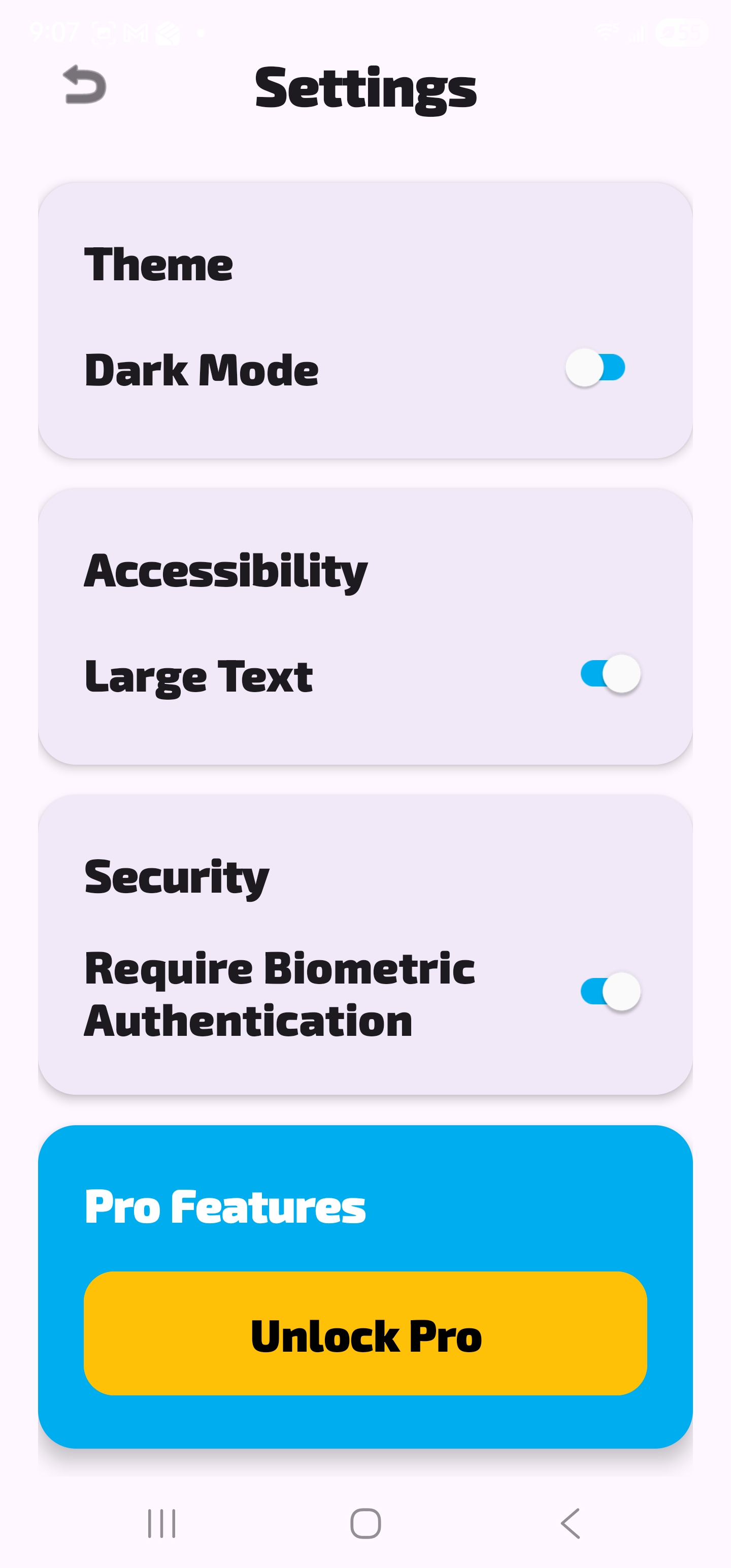 Settings Menu